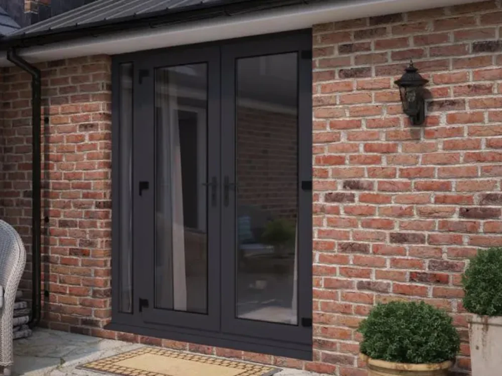 French doors opening to a garden